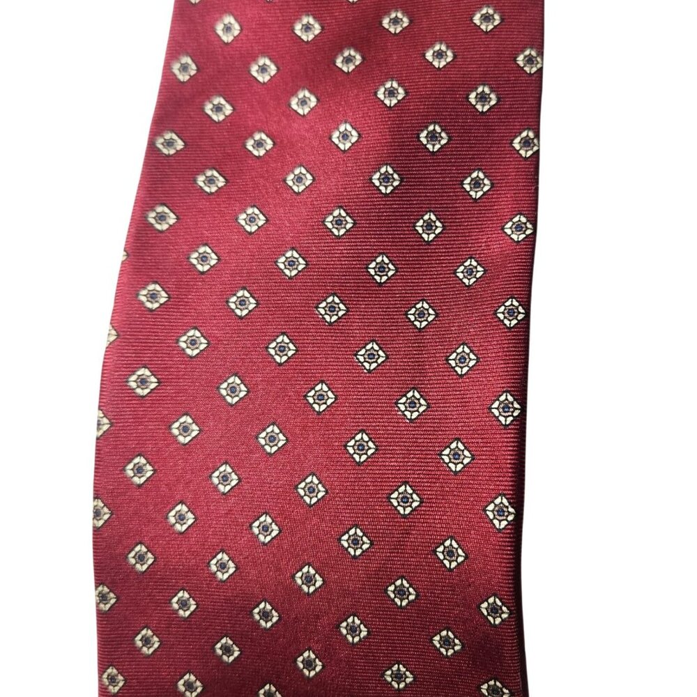 Silk Tie Italy Charing Cross Red Diamond Pattern career office mens wear
